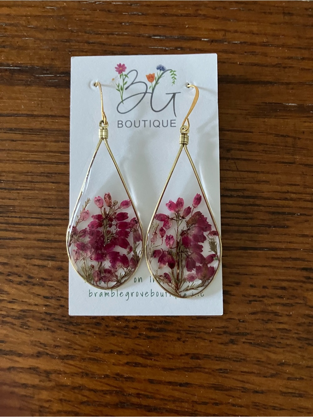 BG Boutique Teardrop Floral Resin Earrings - Pink